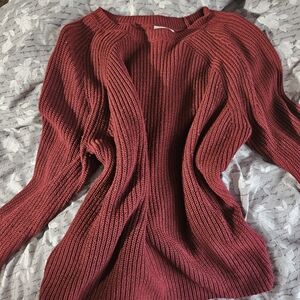 Women's Ribbed Knit Sweater - Red